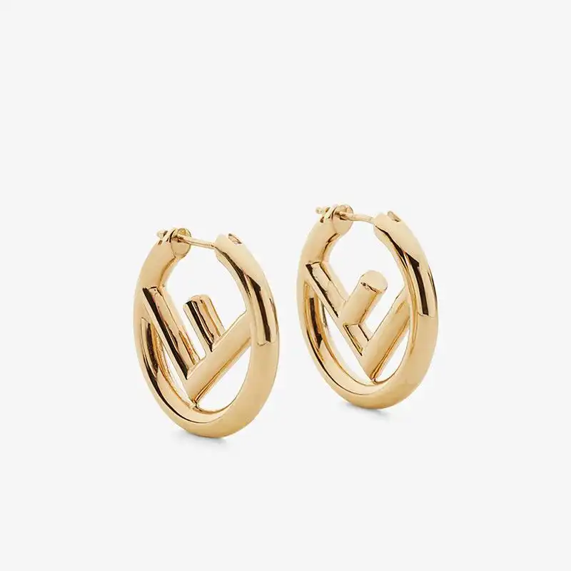 F is Fendi Small Hoop Earrings In Metal Gold 0122