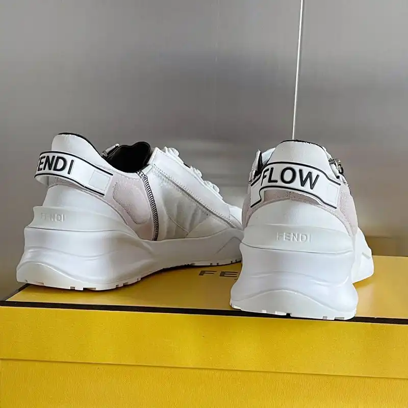 Affordable Fendi Flow Sneakers Men Mesh and Suede White 0129