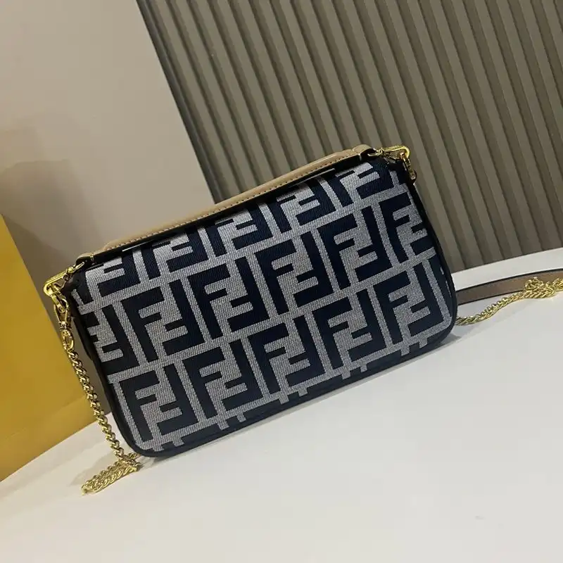 Cheap Fendi Mini Baguette Bag In FF Motif Fabric Black 0130