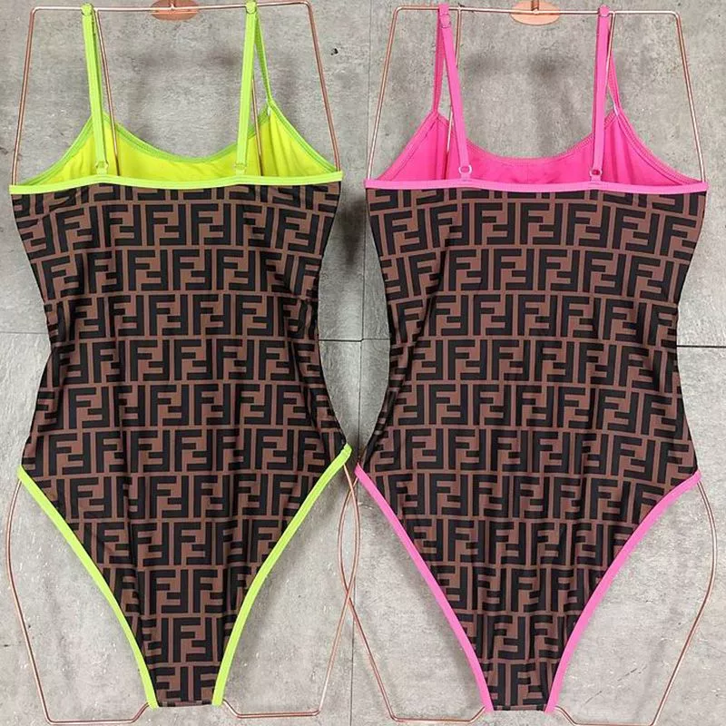 Cheap Fendi Swimsuit Women Fendi Roma Amor Motif Lycra Brown Pink 0115