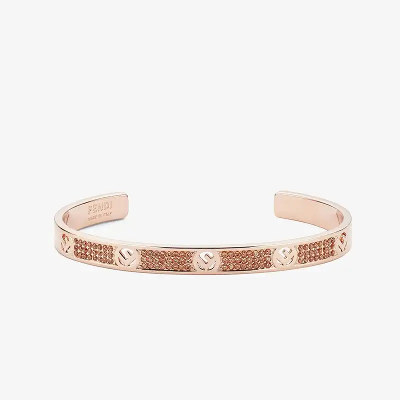 F Is Fendi Bangle Bracelet In Metal with Crystals Rose Gold 0122