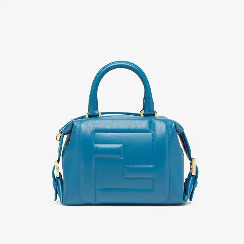 Fendi Mini FF Cube Bag In Nappa Leather Blue 0128