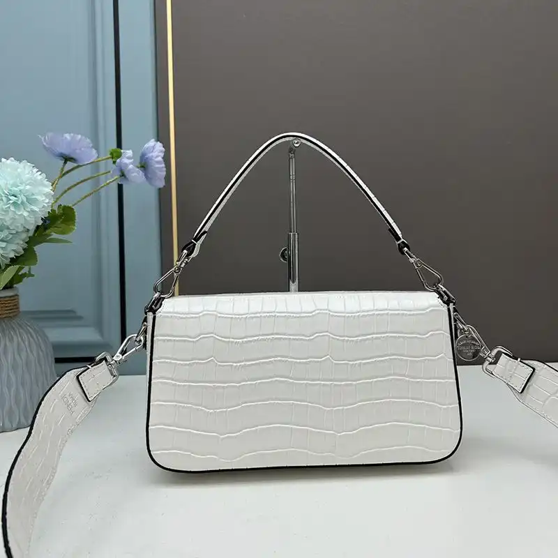 Affordable Fendi Medium Baguette Re-Edition Bag In Crocodile Leather White 0128