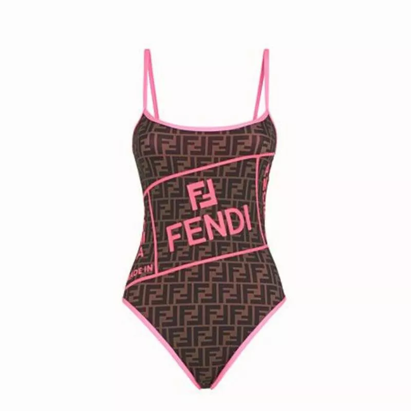 Fendi Swimsuit Women Fendi Roma Amor Motif Lycra Brown Pink 0115