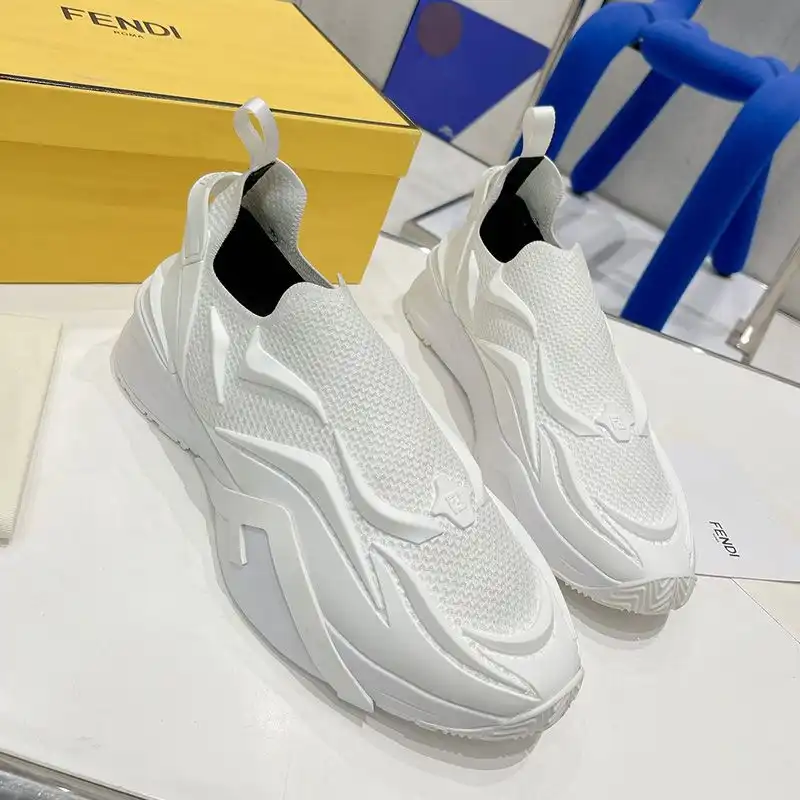 Fendi Flow Sneakers Unisex Mesh White 0125