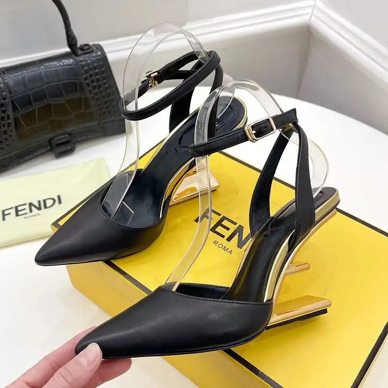 Fendi First Slingback Pumps Women Calf Leather Black 0125