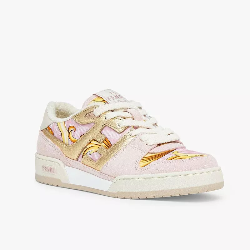 Fendi Match Compact Sneakers Unisex Fendace Suede Pink 0120