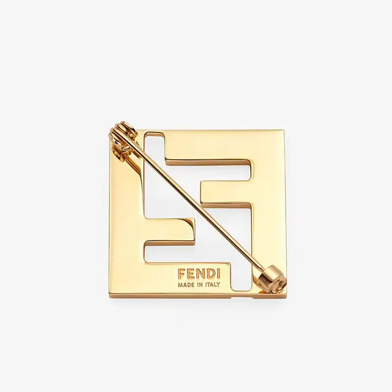 Affordable Fendi Forever Brooch In Enameled Metal Gold White 0127