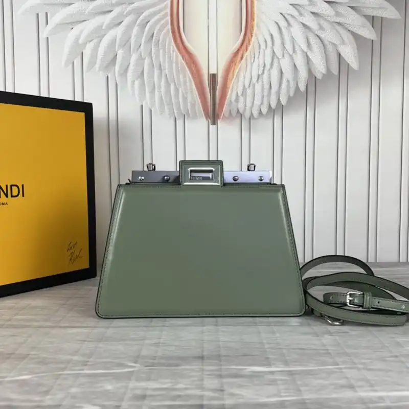 Cheap Fendi Mini Peekaboo Cut Bag In Calf Leather Green 0130