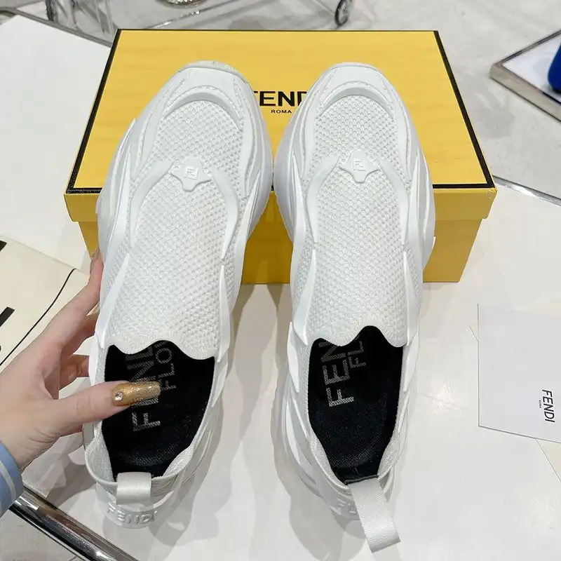 Affordable Fendi Flow Sneakers Unisex Mesh White 0125