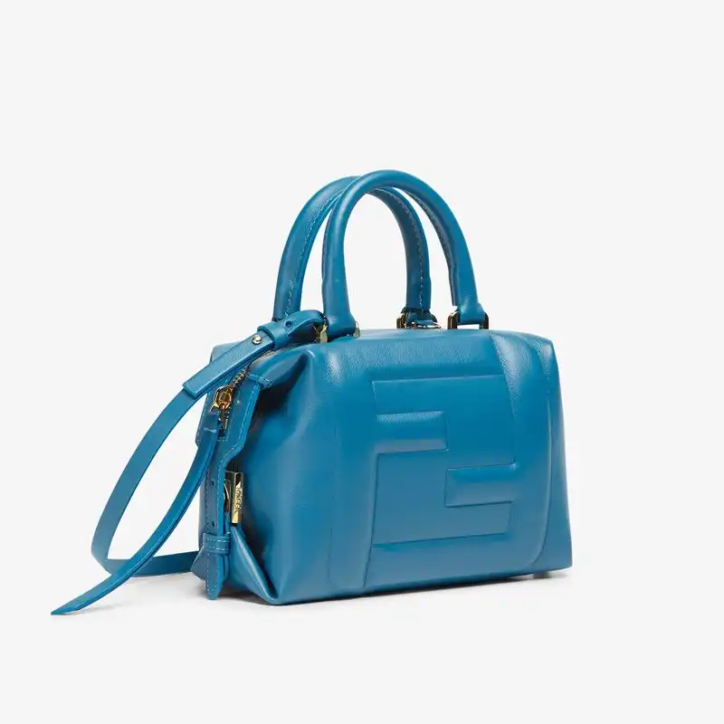 Cheap Fendi Mini FF Cube Bag In Nappa Leather Blue 0128