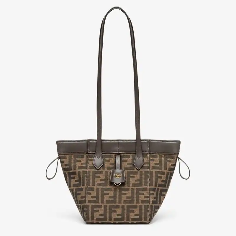 Cheap Fendi Mini Origami Bag In FF Motif Fabric Brown 0130