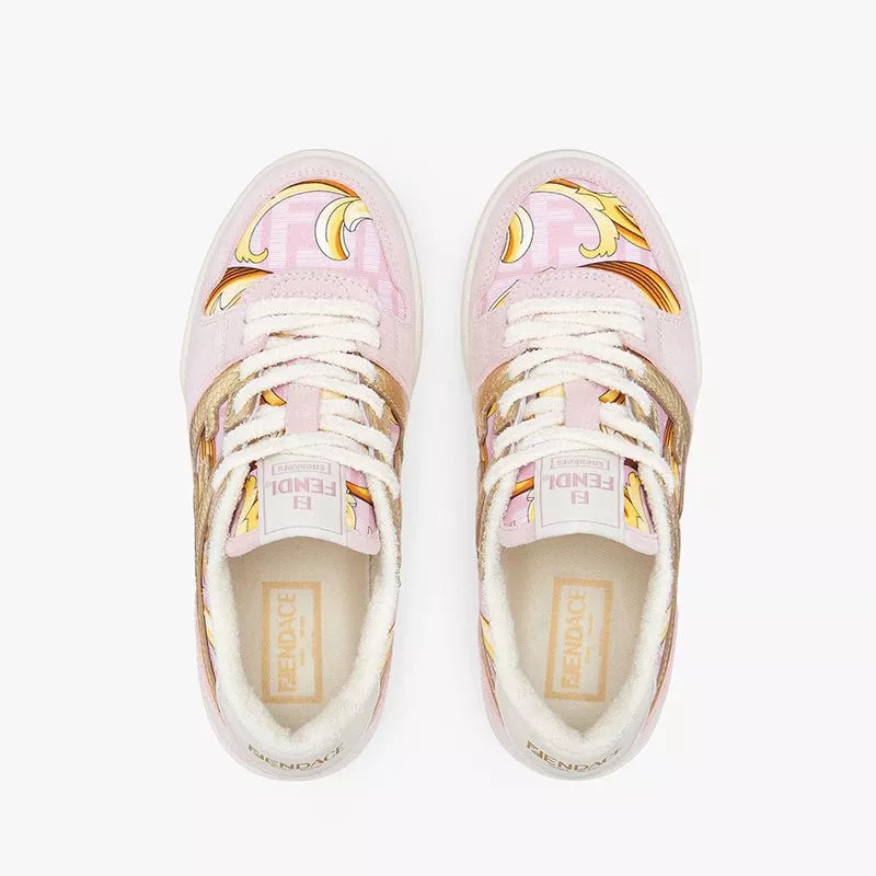 Affordable Fendi Match Compact Sneakers Unisex Fendace Suede Pink 0120