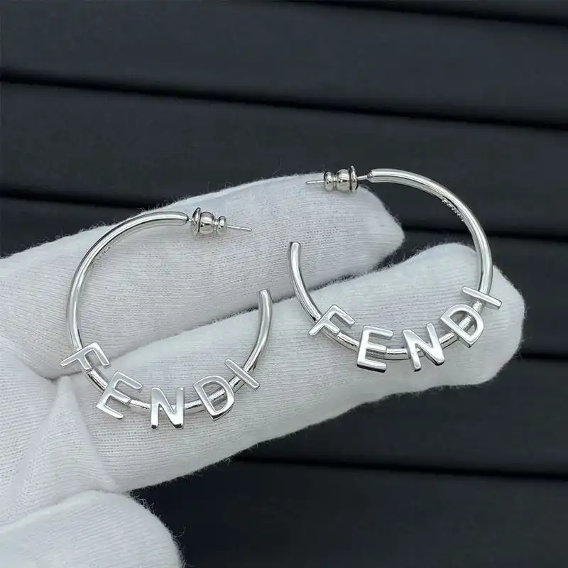 Fendi Fendigraphy Hoop Earrings In Metal Palladium 0122