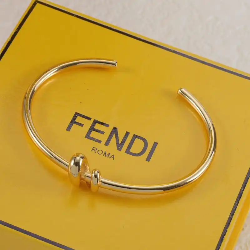 Fendi Filo F Bangle Bracelet In Metal Gold 0127