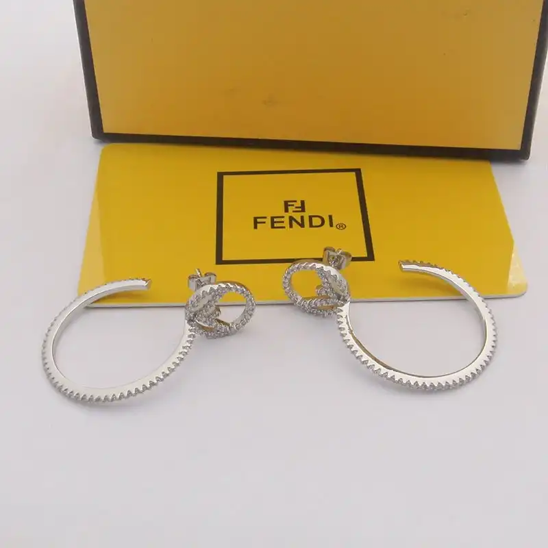 F is Fendi Circular Earrings In Crystals Metal Palladium 0122