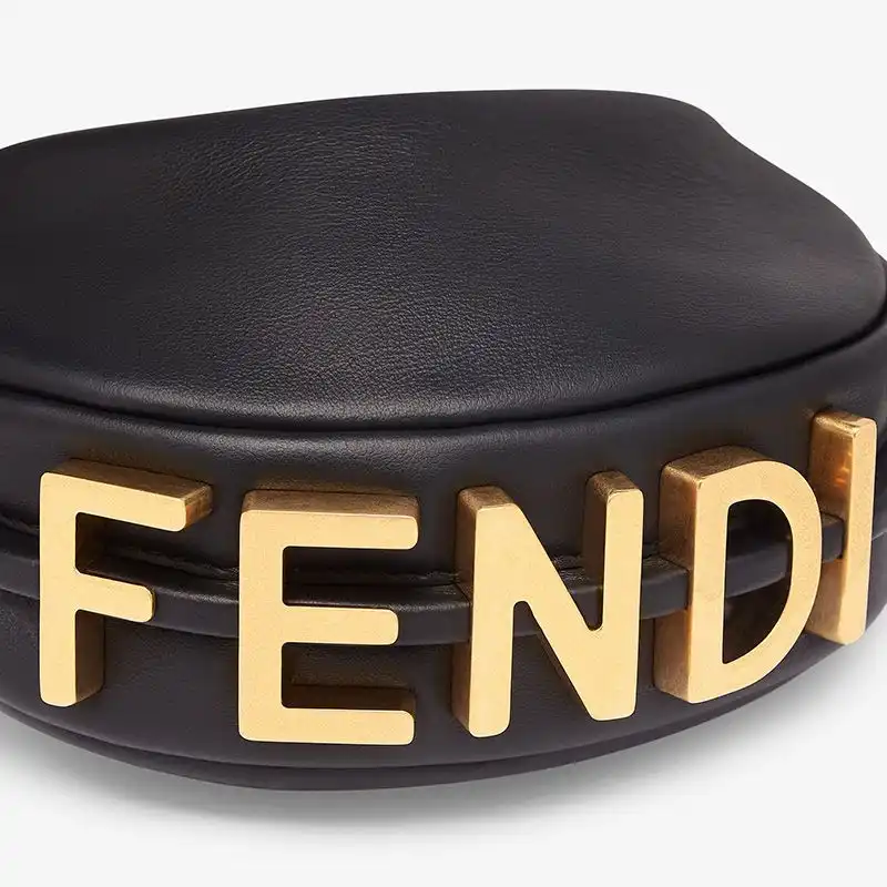 Affordable Fendi Nano Fendigraphy Hobo Bag In Calf Leather Black 0128