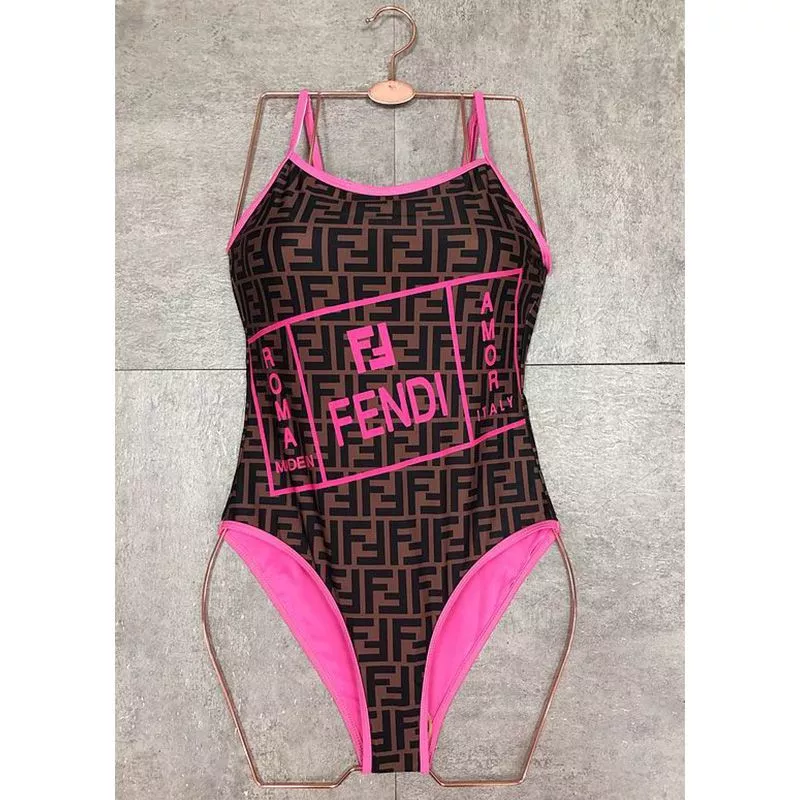 Cheap Fendi Swimsuit Women Fendi Roma Amor Motif Lycra Brown Pink 0115