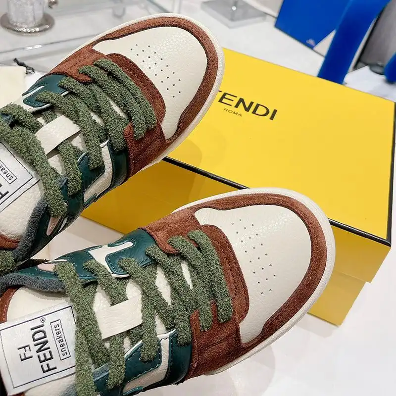 Affordable Fendi Match Compact Sneakers Unisex Suede Green 0129