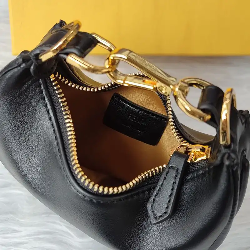 Affordable Fendi Nano Fendigraphy Hobo Bag In Calf Leather Black 0128