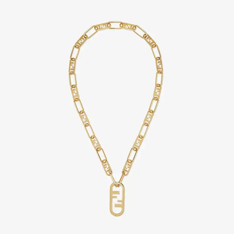 Fendi O'Lock Mesh Necklace In Metal Gold 0122