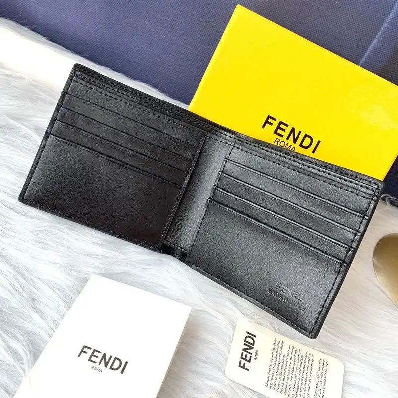 Affordable Fendi Bi-fold Wallet In FF Motif Fabric Brown Red 0206