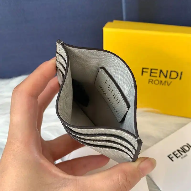 Affordable F is Fendi Card Holder In Calf Leather Grey 0206