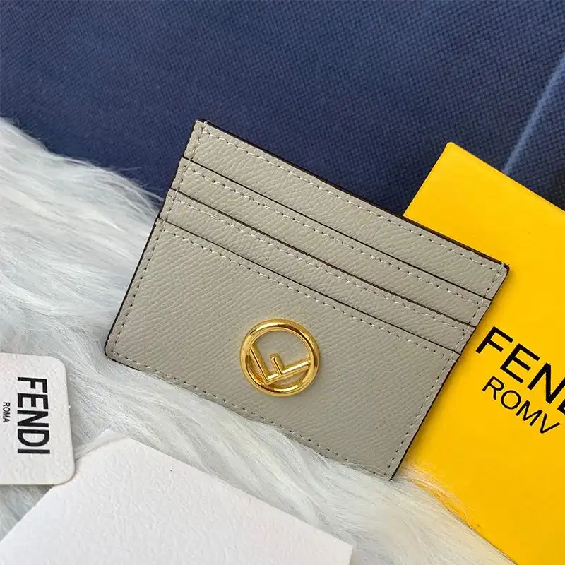 F is Fendi Card Holder In Calf Leather Grey 0206