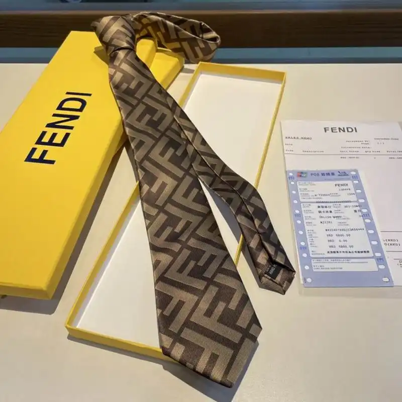 Affordable Fendi Tie In FF Motif Silk HM02 Coffee 0202