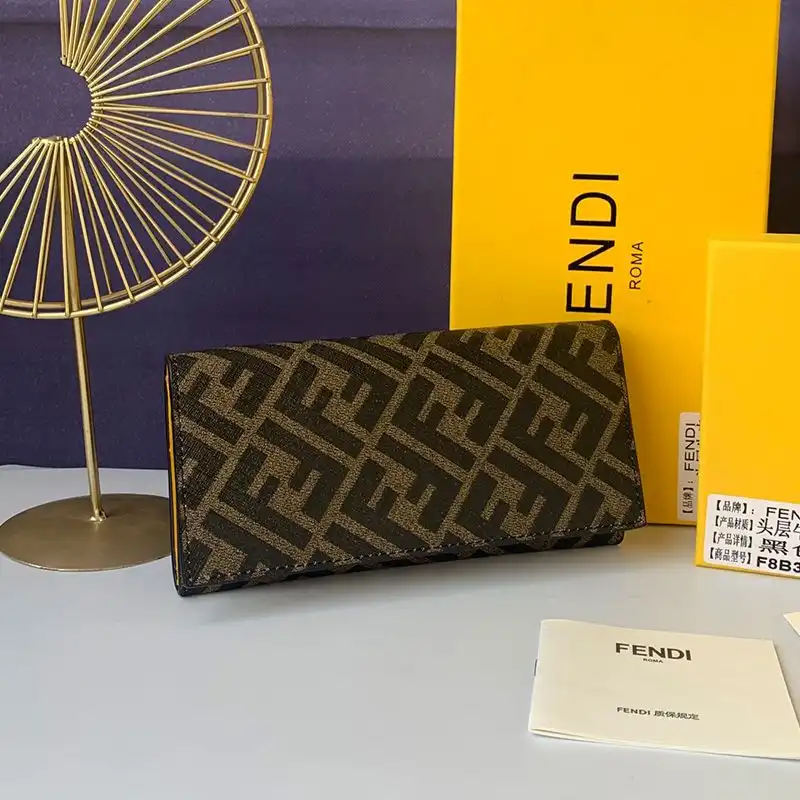 Fendi Continental Wallet In FF Motif Fabric Brown 0206