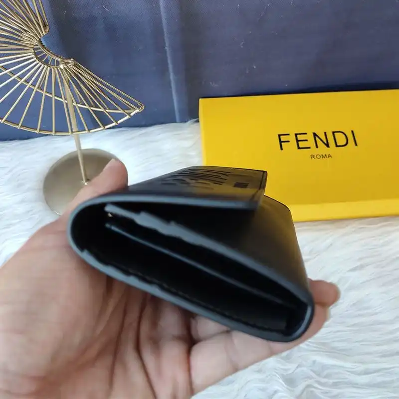 Affordable Fendi Continental Wallet In ROMA Logo Calf Leather Black 0206