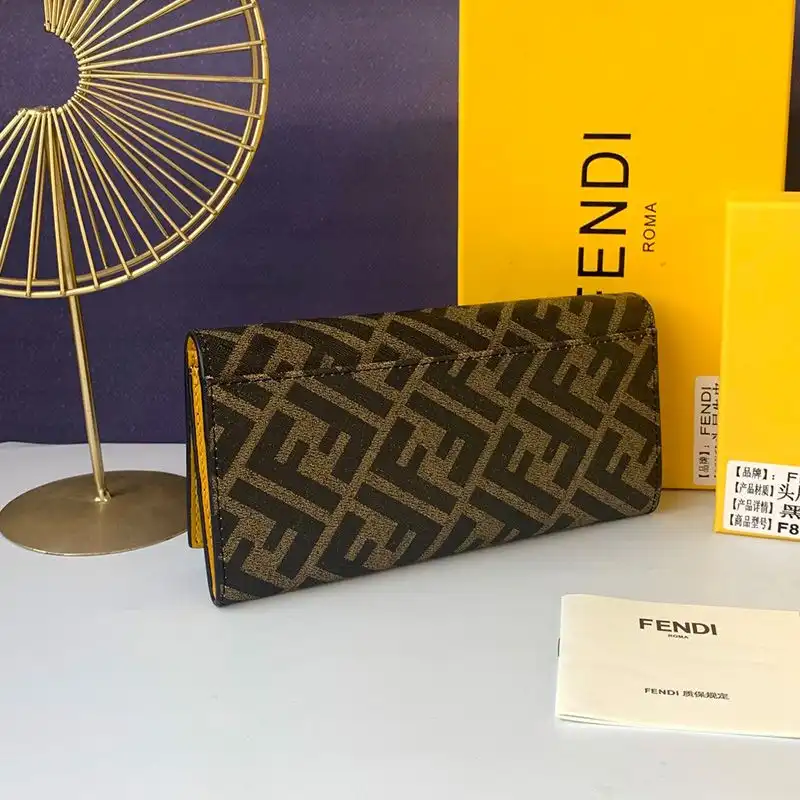 Cheap Fendi Continental Wallet In FF Motif Fabric Brown 0206