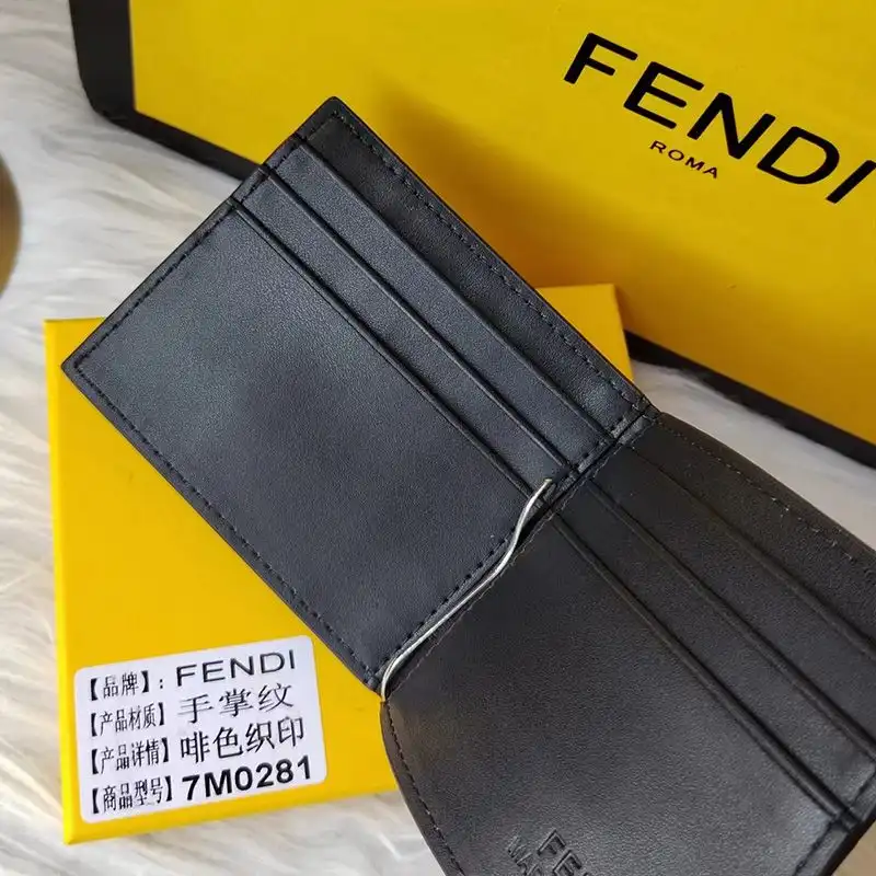 Affordable Fendi Bill Clip In FF Motif FF Motif Nappa Leather Brown 0206