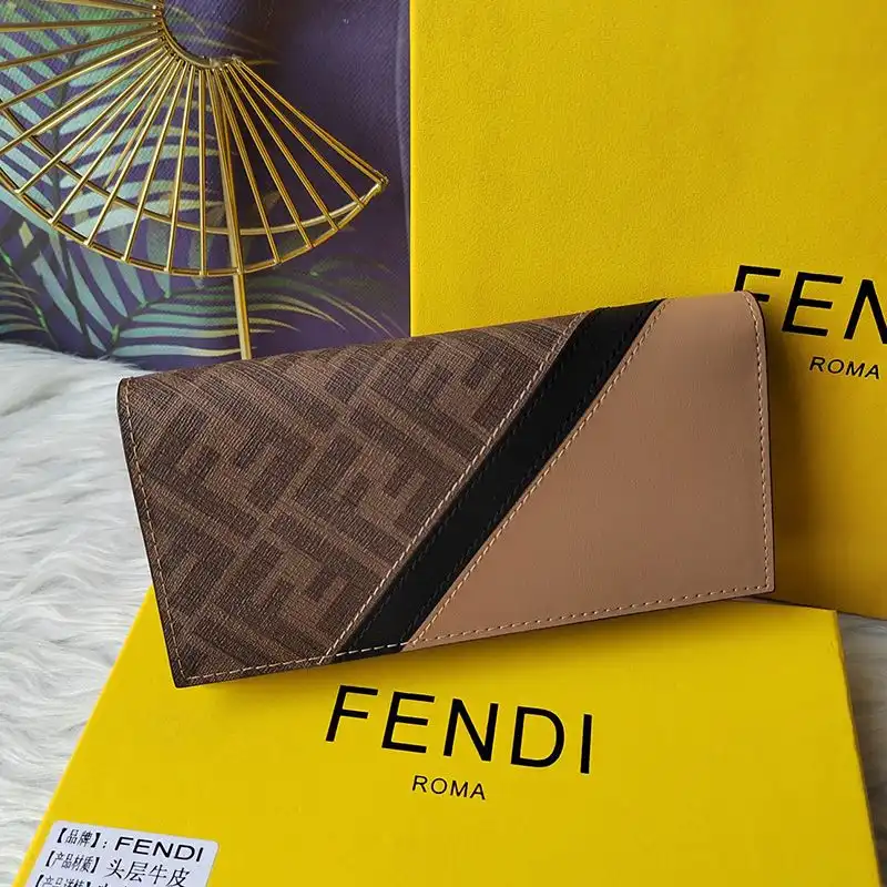 Fendi Continental Wallet In FF Motif Fabric Brown Black 0206