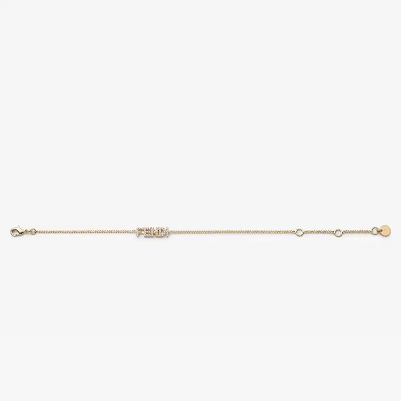 Fendi Fendigraphy Chain Bracelet In Metal with Crystals Gold 0203