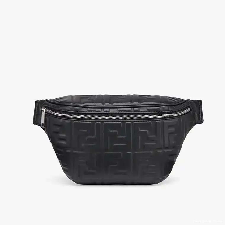 Fendi Leather In Black Belt Nappa Motif Bag FF 0304