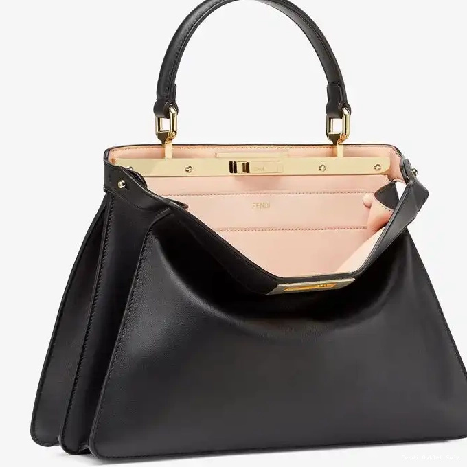 Black Fendi Peekaboo ISeeU Nappa Bag Laether Medium In 0317
