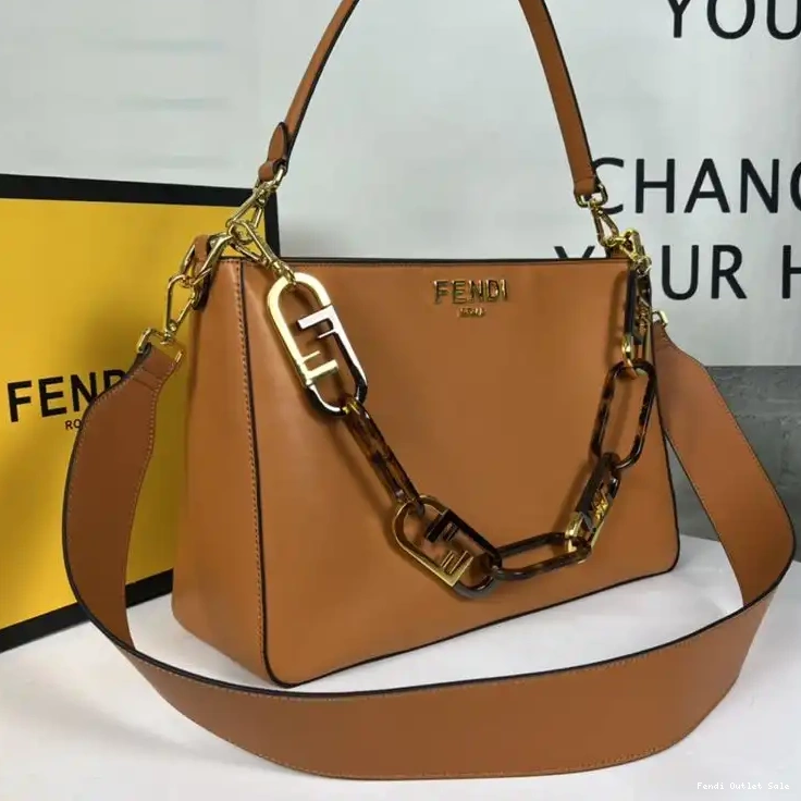 Affordable Bag Shoulder In Brown Zip Fendi Calf Leather O'Lock 0311