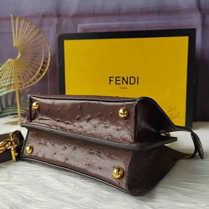 Affordable Bag Ostrich ISeeU Peekaboo In Fendi Coffee Petite Leather 0304