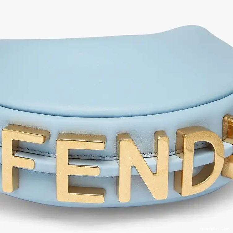 Cheap Hobo Calf In Fendigraphy Fendi Blue Leather Sky Nano Bag 0322