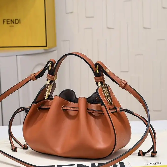 Affordable Pomodorino Mini Calf Fendi In Brown Leather Bag Bucket 0321