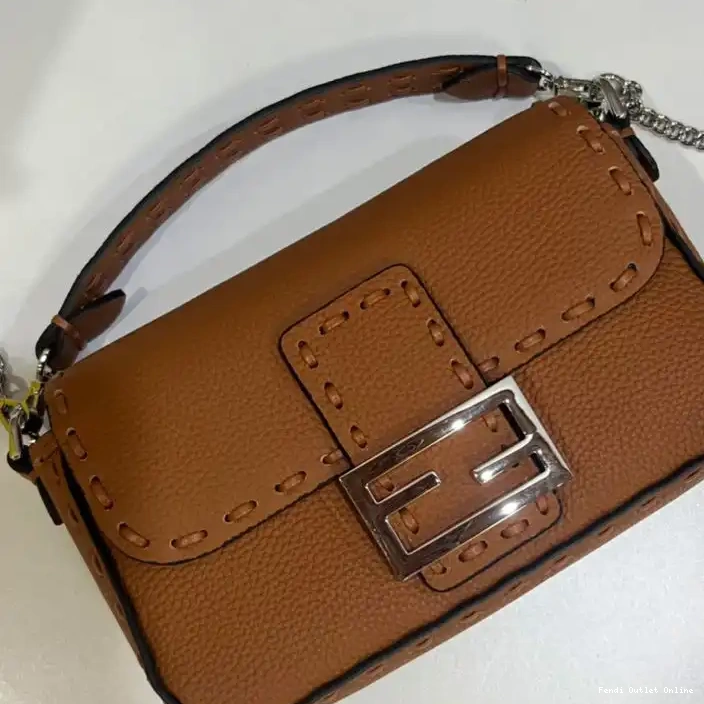 Cheap Baguette In Leather Mini Romano Cuoio Fendi Bag Selleria Brown 0317