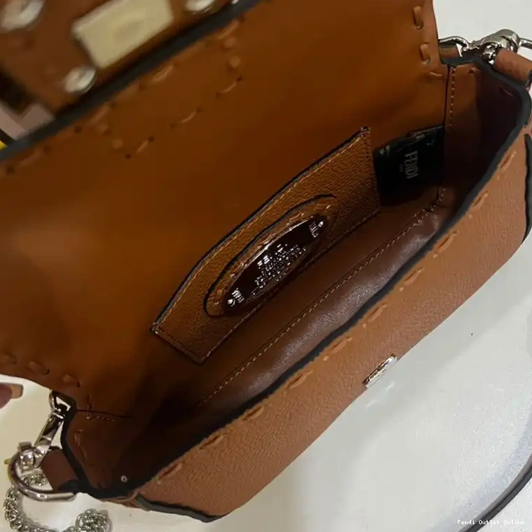 Cheap Baguette In Leather Mini Romano Cuoio Fendi Bag Selleria Brown 0317