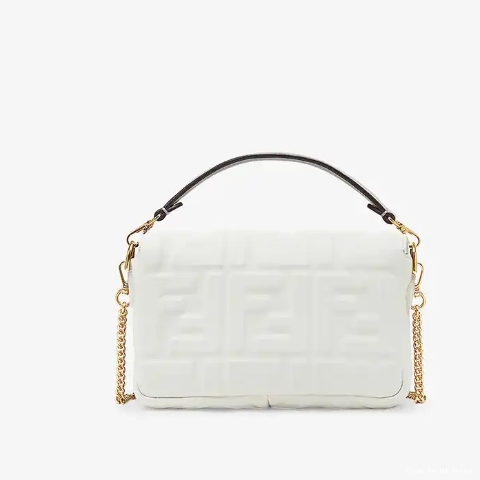 Cheap In Bag Leather Baguette Fendi Mini FF Nappa White Motif 0304