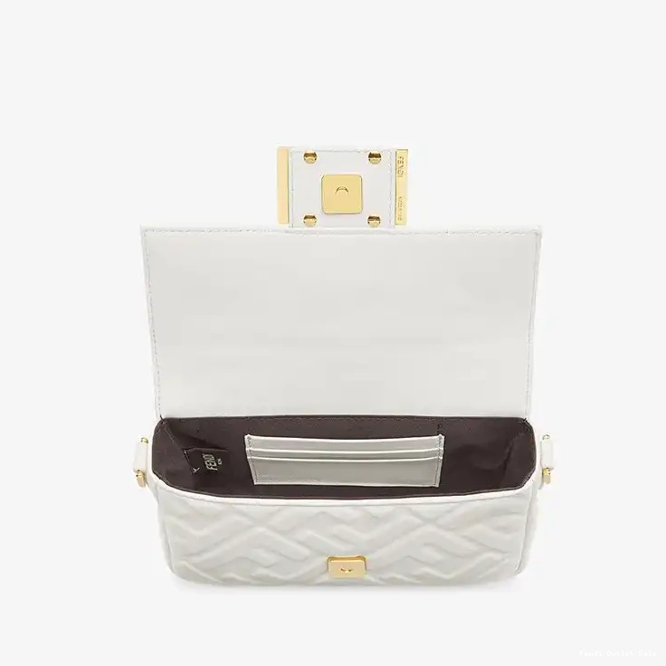 Affordable In White Motif FF Mini Leather Baguette Bag Nappa Fendi 0312