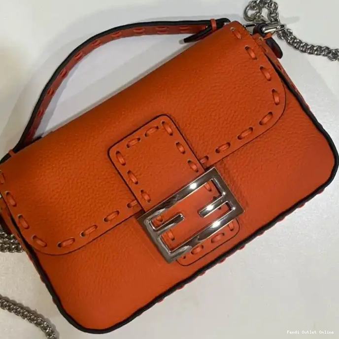 Cheap In Cuoio Selleria Fendi Baguette Romano Bag Leather Orange Mini 0304