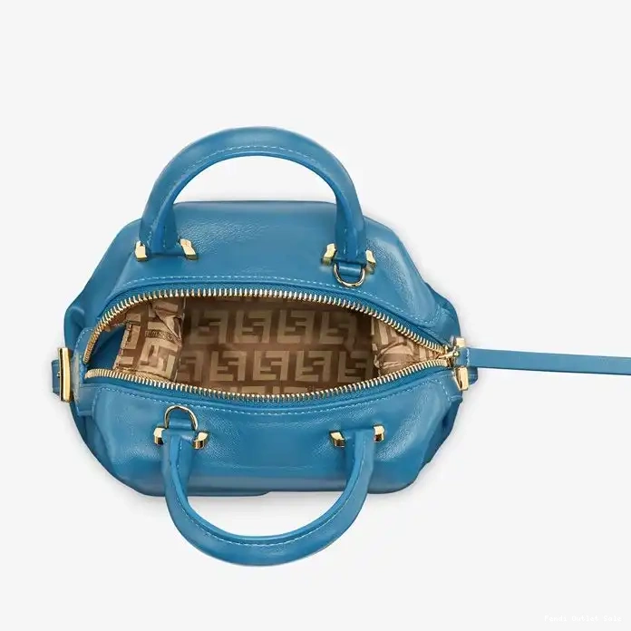 Cheap Leather Fendi Bag Cube Blue FF Mini In Nappa 0303