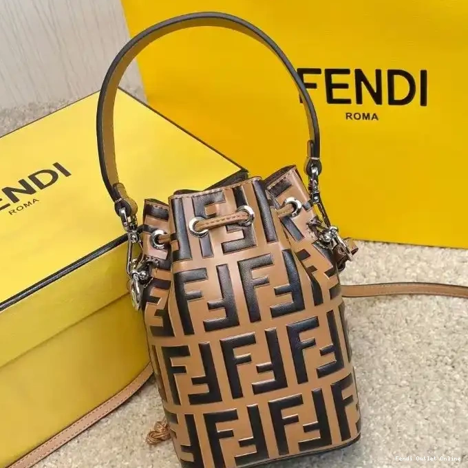 Affordable Bag Mini Mon Leather FF In Khaki Fendi Bucket Tresor Motif Calf 0305