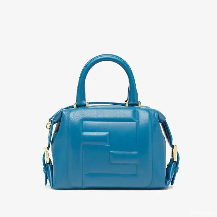 Cheap Leather Fendi Bag Cube Blue FF Mini In Nappa 0303