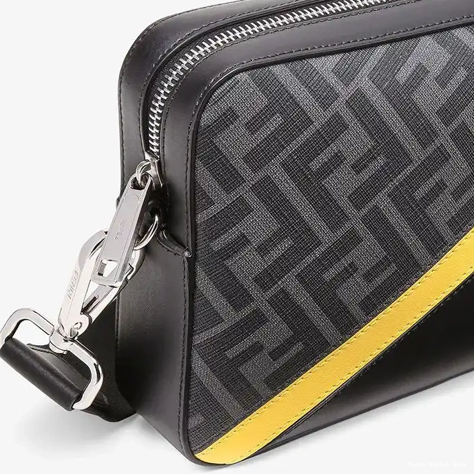 Cheap Compact Camera Black Fendi FF Yellow Fabric In Motif Case 0315